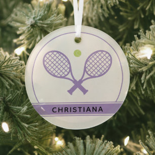 Aangepaste Elegant Tennis Racket en Ball Cute Glas Ornament