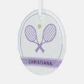 Aangepaste Elegant Tennis Racket en Ball Cute Glas Ornament (Voorkant links)