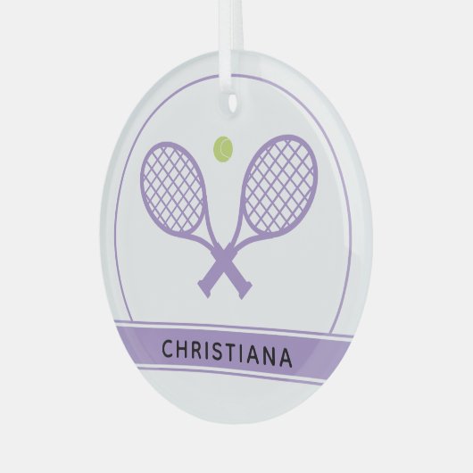 Aangepaste Elegant Tennis Racket en Ball Cute Glas Ornament (Voorkant links)