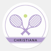 Aangepaste Elegant Tennis Racket en Ball Cute Ronde Sticker (Voorkant)