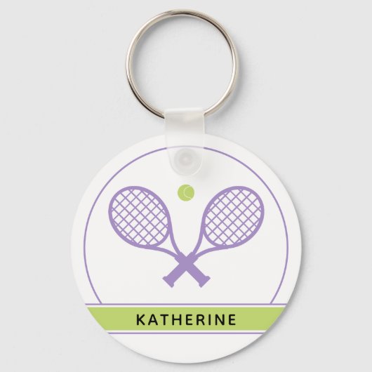 Aangepaste Elegant Tennis Racket en Ball Cute Sleutelhanger (Voorkant)