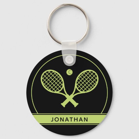 Aangepaste Elegant Tennis Racket en Ball Cute Sleutelhanger (Voorkant)