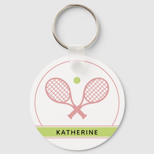 Aangepaste Elegant Tennis Racket en Ball Cute Sleutelhanger (Voorkant)