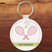 Aangepaste Elegant Tennis Racket en Ball Cute Sleutelhanger (Voorkant)