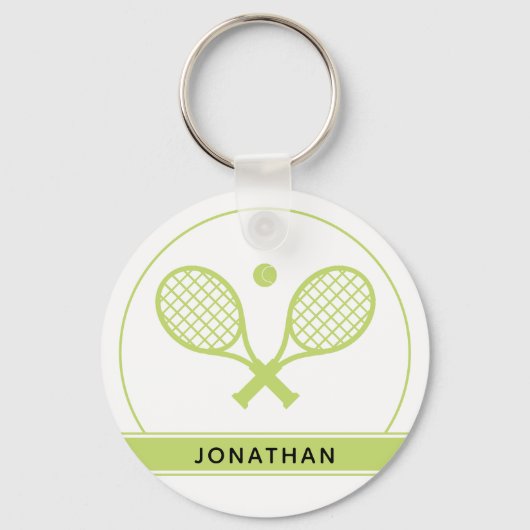 Aangepaste Elegant Tennis Racket en Ball Cute Sleutelhanger (Voorkant)