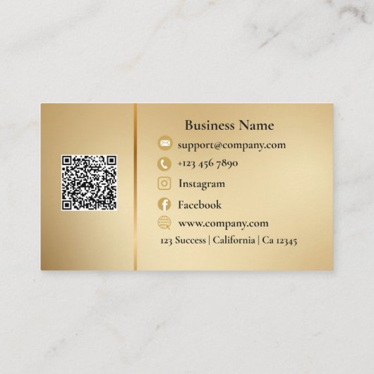 Aangepaste Elegant Visitekaartje Gold QR-code en L (Achterkant)