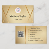 Aangepaste Elegant Visitekaartje Gold QR-code en L (Voorkant / Achterkant)