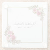 Aangepaste Elegant Waterverf Floral Wedding Glazen Onderzetter (Achterkant)
