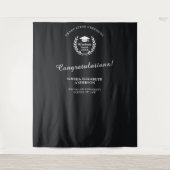 Aangepaste Elegant Zwart Afstudeerfeest Achtergron Wandkleed (Voorkant)