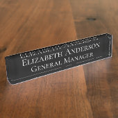 Aangepaste Elegant Zwart Bedrijfsnaam Bord Naambordje (Zijkant)