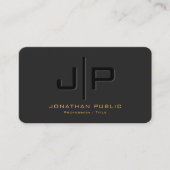 Aangepaste Elegant Zwart Goud Monogram Afgeronde H Visitekaartje (Voorkant)