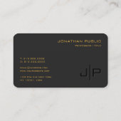 Aangepaste Elegant Zwart Goud Monogram Afgeronde H Visitekaartje (Achterkant)