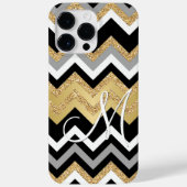 Aangepaste Elegant Zwart Goud Zigzag Patroon Case-Mate iPhone Case (Achterkant)