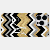 Aangepaste Elegant Zwart Goud Zigzag Patroon Case-Mate iPhone Case (Achterkant (horizontaal))