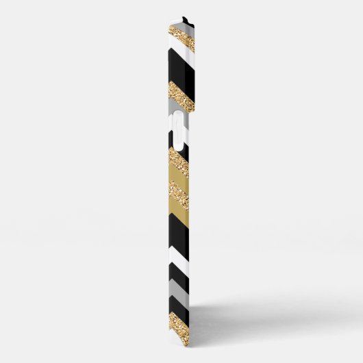 Aangepaste Elegant Zwart Goud Zigzag Patroon iPhone Hoesje (Rechterkant)
