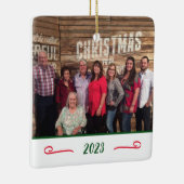 Aangepaste elegante 2 foto 2-zijdige familiefoto keramisch ornament (Rechts)