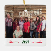 Aangepaste elegante 2 foto 2-zijdige familiefoto keramisch ornament (Voorkant)