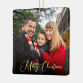 Aangepaste Elegante 2-zijdige familie foto jaar Keramisch Ornament (Links)