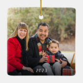 Aangepaste Elegante 2-zijdige familie foto jaar Keramisch Ornament (Achterkant)