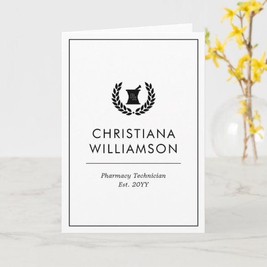 Aangepaste Elegante Apotheker Apotheek Tech Person Kaart (Gele Bloem)
