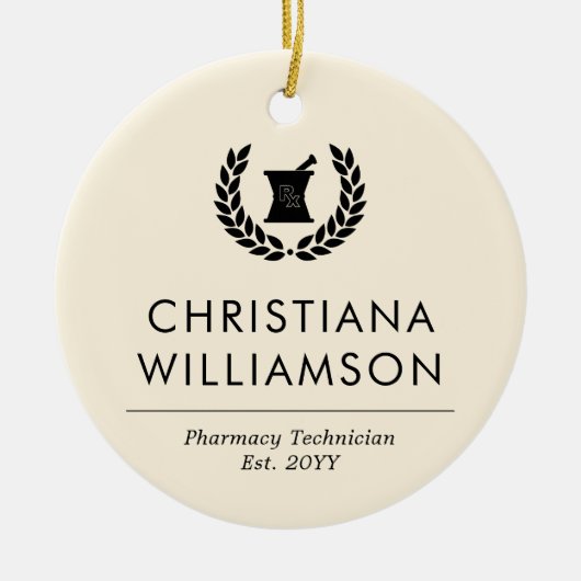 Aangepaste Elegante Apotheker Apotheek Tech Person Keramisch Ornament (Voorkant)