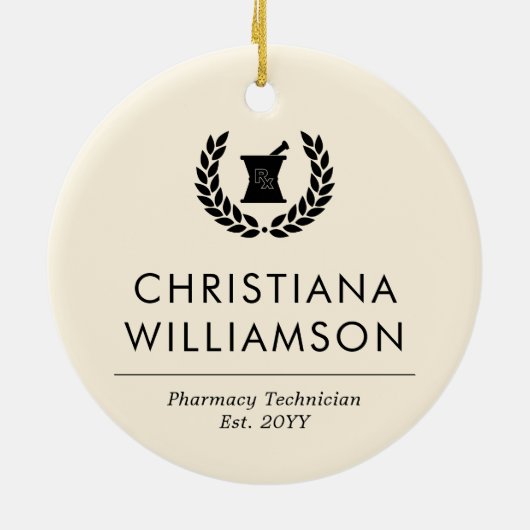 Aangepaste Elegante Apotheker Apotheek Tech Person Keramisch Ornament (Achterkant)