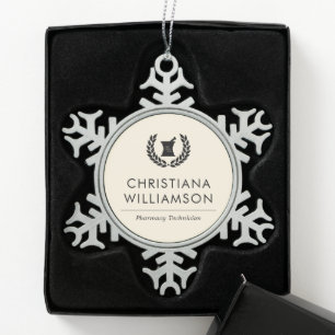 Aangepaste Elegante Apotheker Apotheek Tech Person Tin Sneeuwvlok Ornament