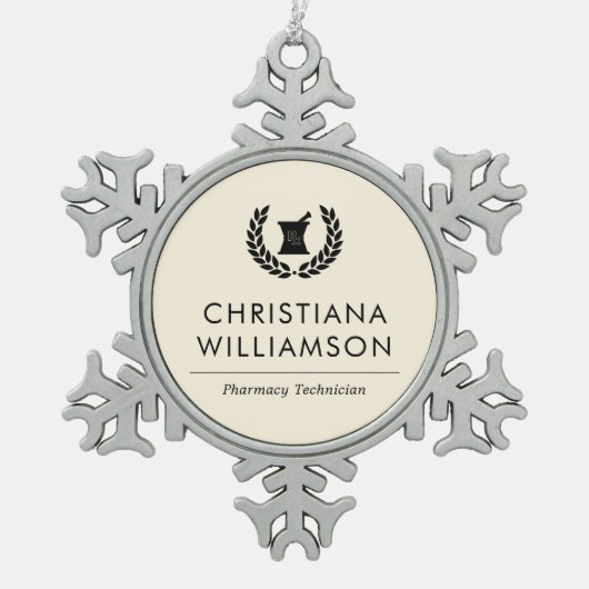 Aangepaste Elegante Apotheker Apotheek Tech Person Tin Sneeuwvlok Ornament (Voorkant)