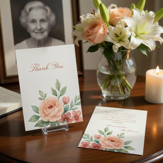 Aangepaste Elegante Aquarel Rouw Dankkaart Bedankkaart