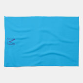 Aangepaste Elegante Azure Blauwe Monogram Eenvoudi Theedoek (Horizontaal)