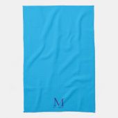 Aangepaste Elegante Azure Blauwe Monogram Eenvoudi Theedoek (Verticaal)