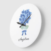 Aangepaste Elegante Blauwe Bloem Wandklok (Hoek)