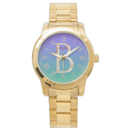Aangepaste elegante blauwe groene verloopachtergro horloge