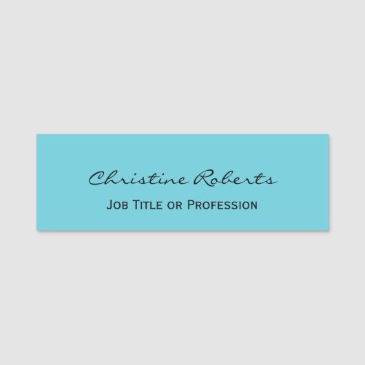 Aangepaste Elegante Blauwgroen Aqua Business Medew Naamplaatje (Voorkant)