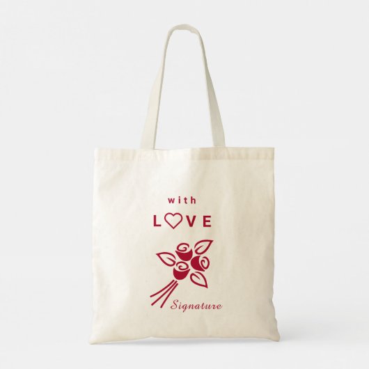 Aangepaste elegante bloem "met L❤️VE" rode rozen Tote Bag (Achterkant)