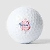 Aangepaste Elegante Bloem Naam en Monogram Golfballen (Voorkant)