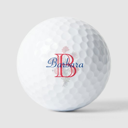 Aangepaste Elegante Bloem Naam en Monogram Golfballen (Voorkant)