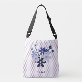 Aangepaste elegante bloemenblauw paarse violet pat crossbody tas