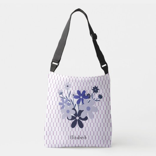 Aangepaste elegante bloemenblauw paarse violet pat crossbody tas (Voorkant)