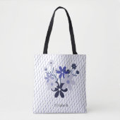 Aangepaste elegante bloemenblauw paarse violet pat tote bag (Voorkant)