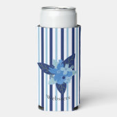 Aangepaste elegante bloemenstrepen monochromatisch seltzer blikjeskoeler (Seltzer Voorkant)