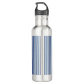 Aangepaste elegante bloemenstrepen monochromatisch waterfles  (Achterkant)