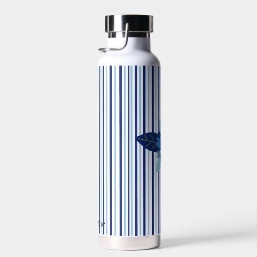 Aangepaste elegante bloemenstrepen monochromatisch waterfles (Rechts)