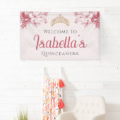 Aangepaste Elegante Bloemige 15e Verjaardag Quince Spandoek (Insitu)