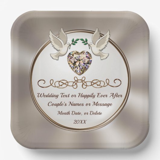 Aangepaste, elegante Borden voor weddenschappen, a Papieren Bordje (Voorkant)