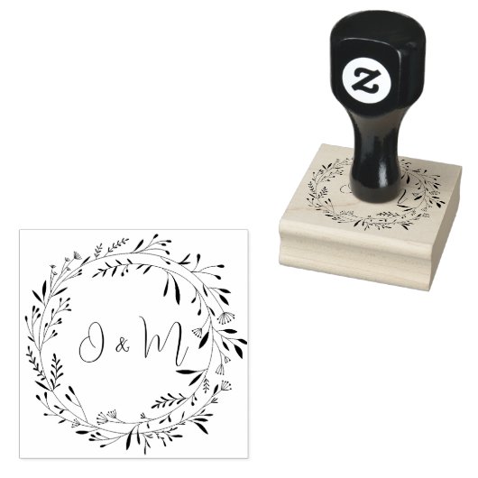 AANGEPASTE ELEGANTE BOTANISCHE BLADERWERK CIRKELBR RUBBERSTEMPEL (Gestempeld)