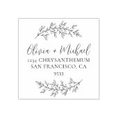 AANGEPASTE ELEGANTE BOTANISCHE BRUILOFT RETOURADRE RUBBERSTEMPEL (Afrduk)