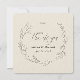 Aangepaste Elegante Botanische Krans Trouw Dank Je Bedankkaart