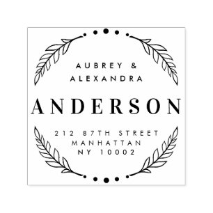 Aangepaste Elegante bruiloft krans retour adres Zelfinktende Stempel