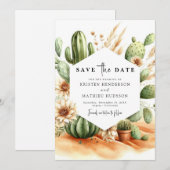 Aangepaste Elegante Cactus bruiloft Save The Date (Voorkant / Achterkant)